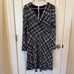 Gilli Blue and Cream Long Sleeve Dress